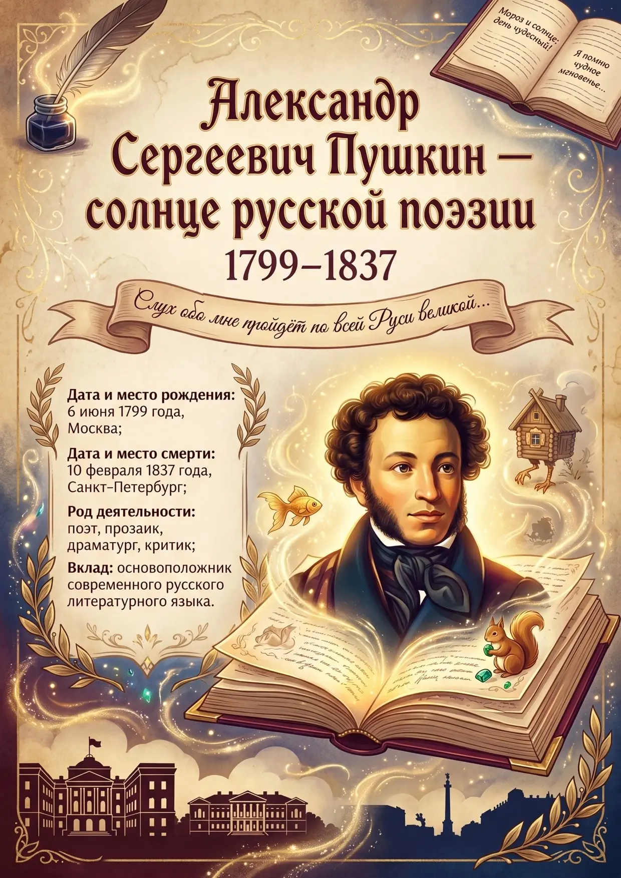 Александр Сергеевич Пушкин – самый известный и любимый поэт России. Его часто называют ...
