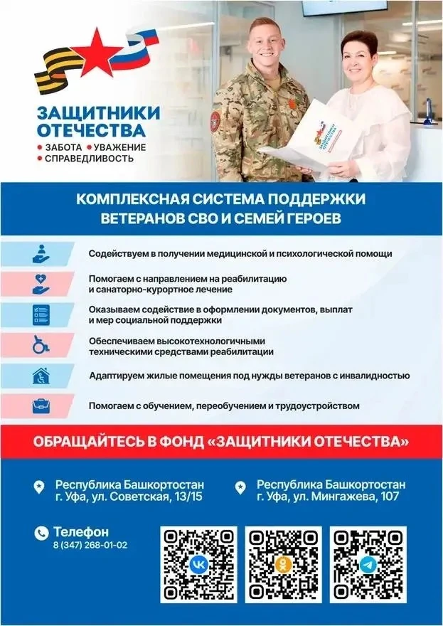 Меры поддержки для ветеранов СВО и их семей в Башкортостане.