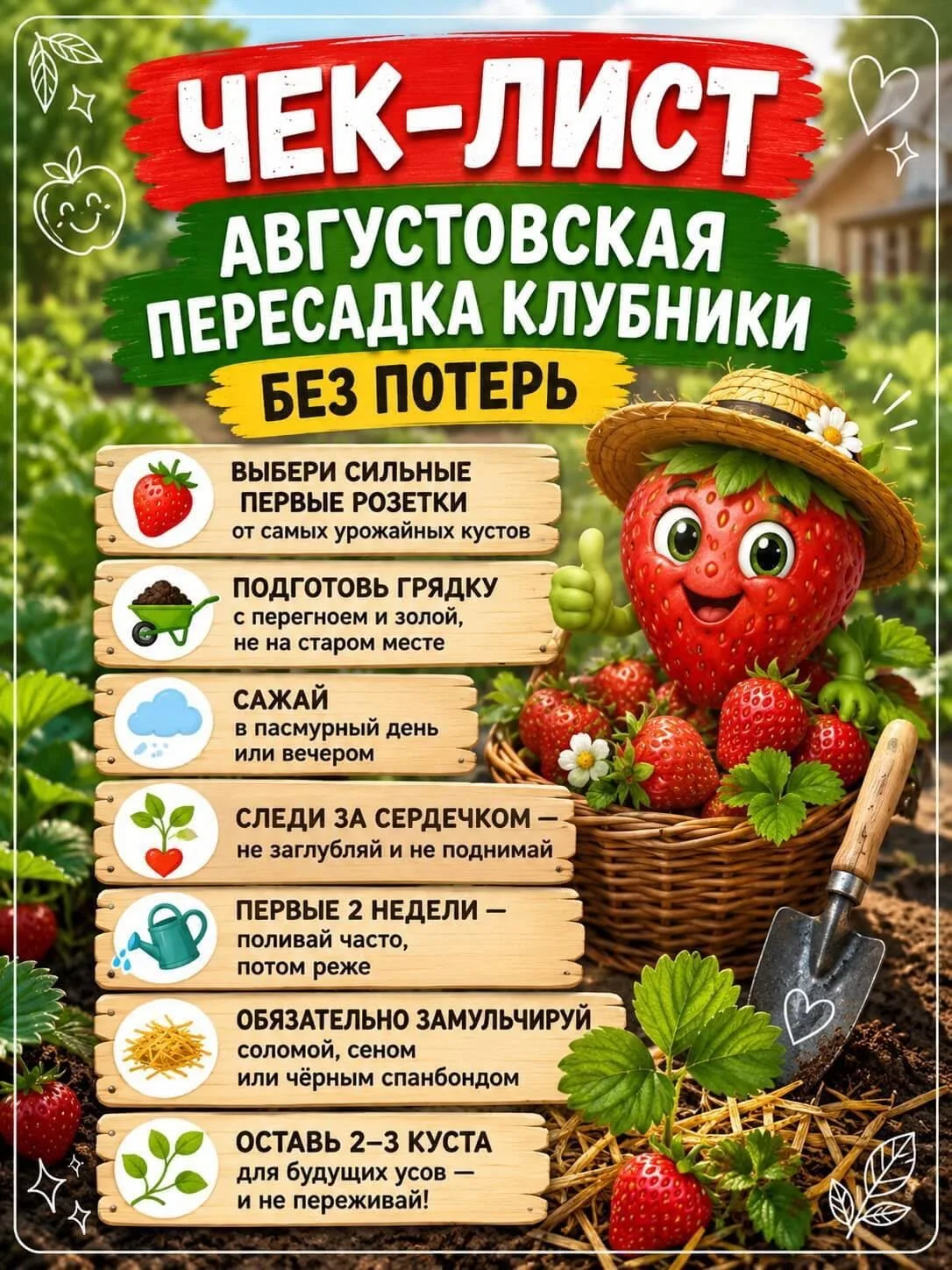 Пересадка клубники без потерь!