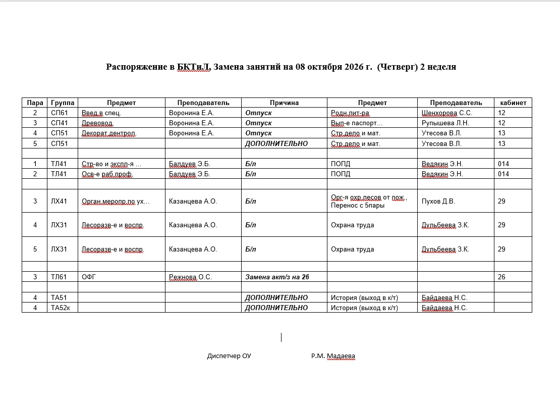 👉Замены занятий на 08.10.2026