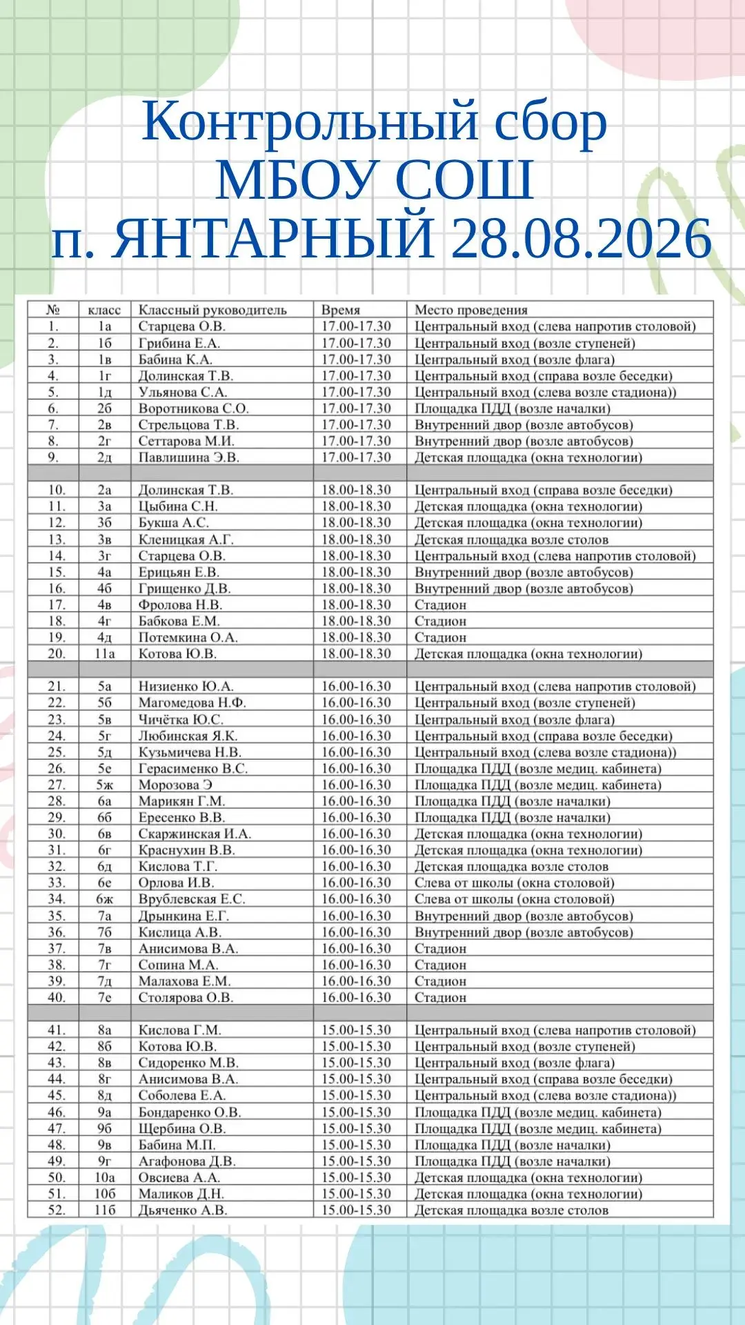 Контрольный сбор 28.08.2026