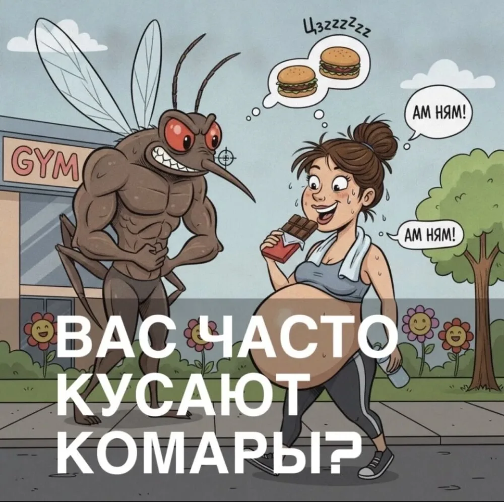 Соседи, собираем статистику 👇

Специалисты отмечают, что комары чаще всего кусают сладкоежек, спорт