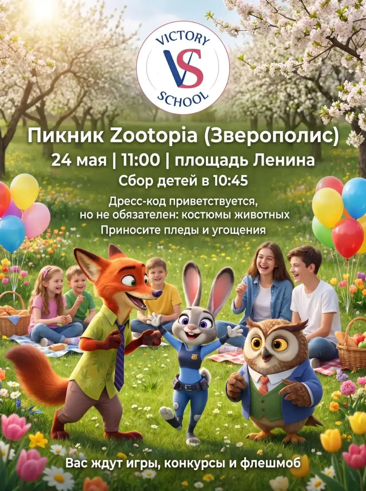 Victory School приглашает вас на веселый пикник Zootopia! 🐾🌿