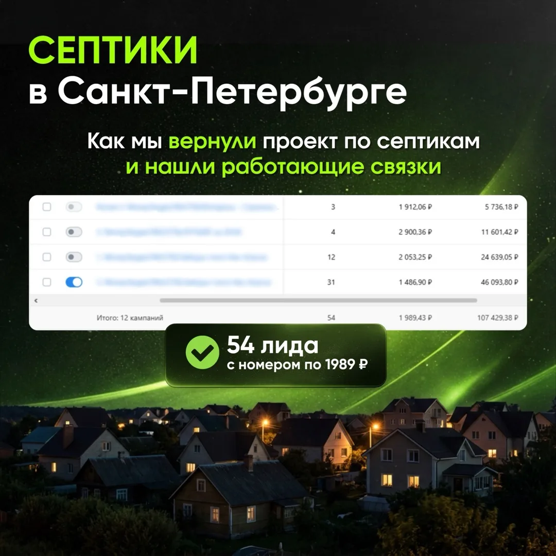 🧨 54 лида с номером по 1989 руб по септикам в Санкт-Петербурге. Как мы вернули проект ...