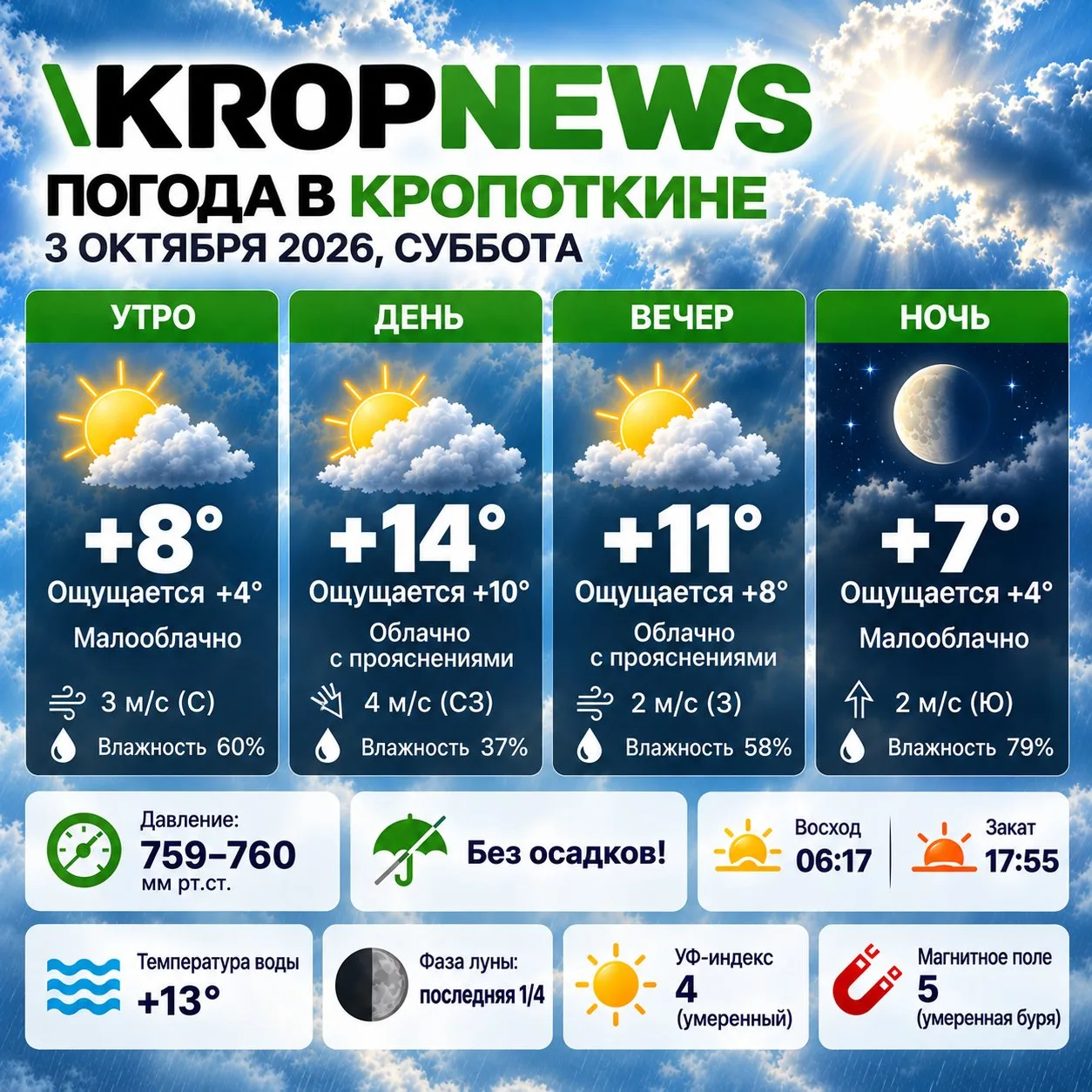 Погода в Кропоткине 3 октября