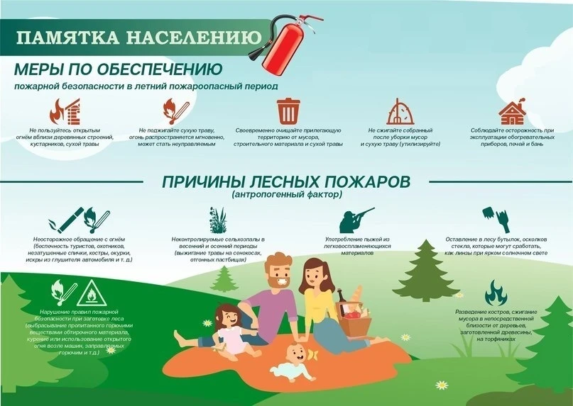 Лето — это не только отдых, но и повышенная пожарная опасность🔥.  
 🔎Чтобы пикник не закончился бе
