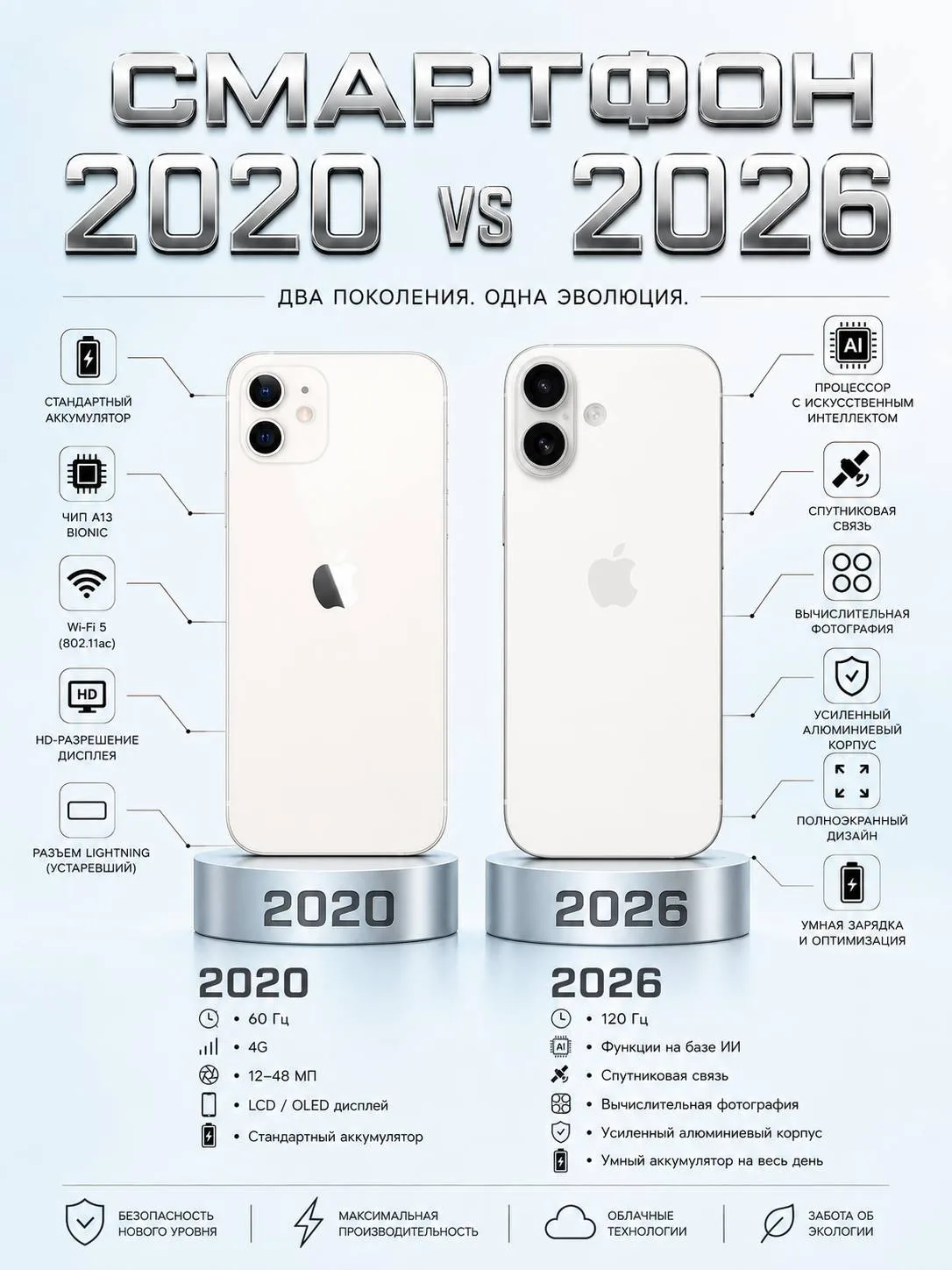 Если сравнить смартфон 2020 года и смартфон 2026 года, то на первый взгляд они выглядят...