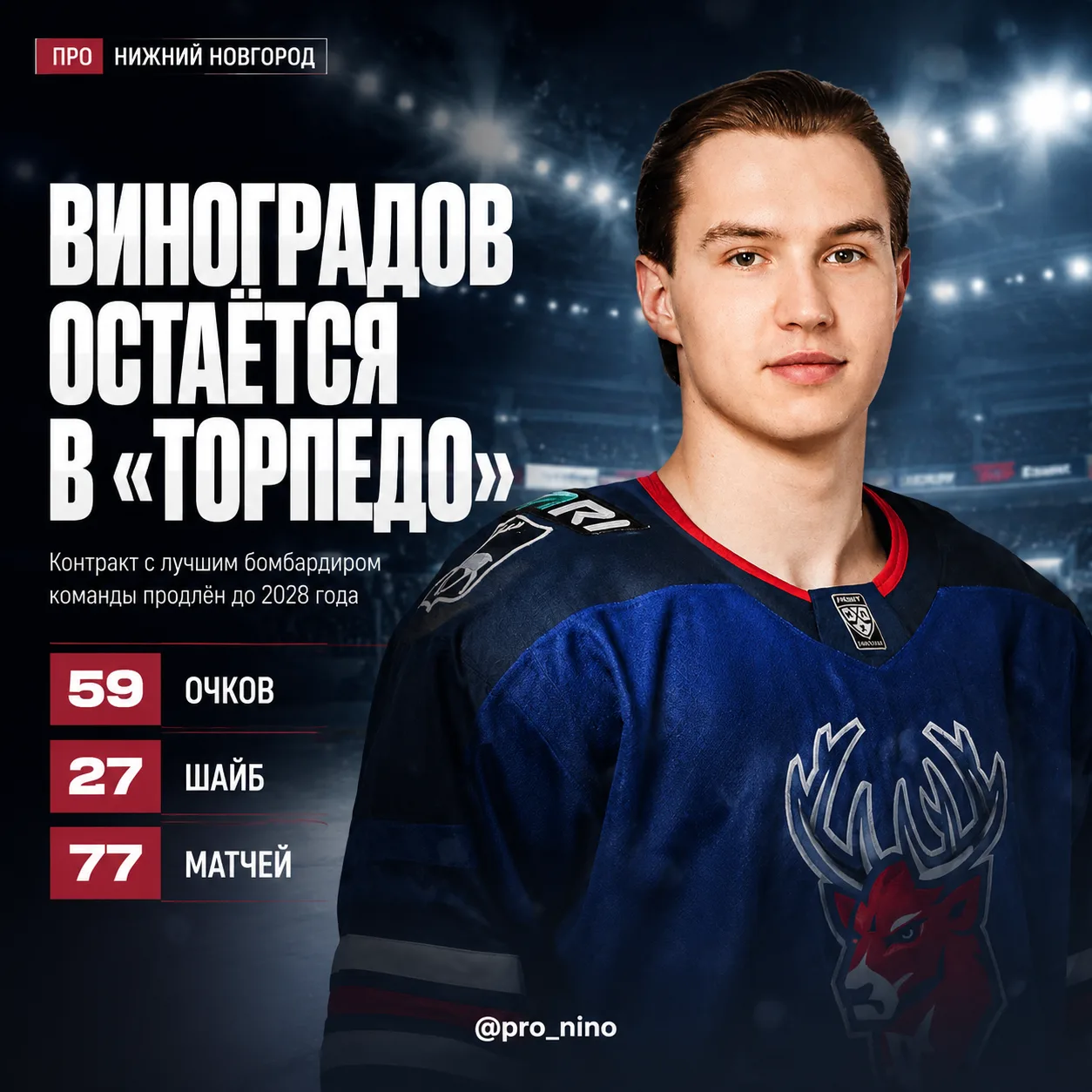 Нижегородское «Торпедо» продлило контракт с лучшим бомбардиром и снайпером команды в прошлом сезоне 