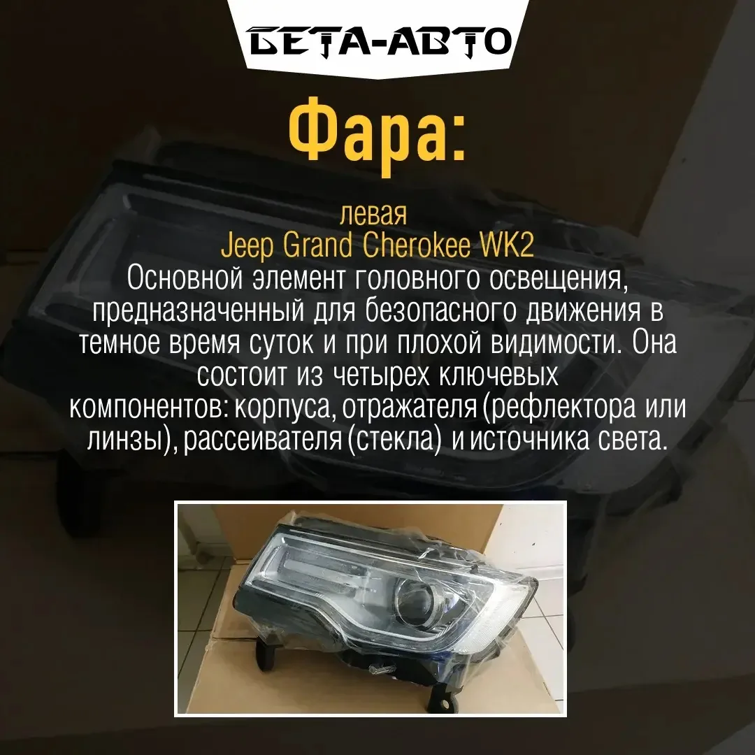 Нoвaя opигинальнaя (Chryslеr / Морar) левaя фаpa в cборе для Jeep Grand Cherokее
2014-2019 годoв вып