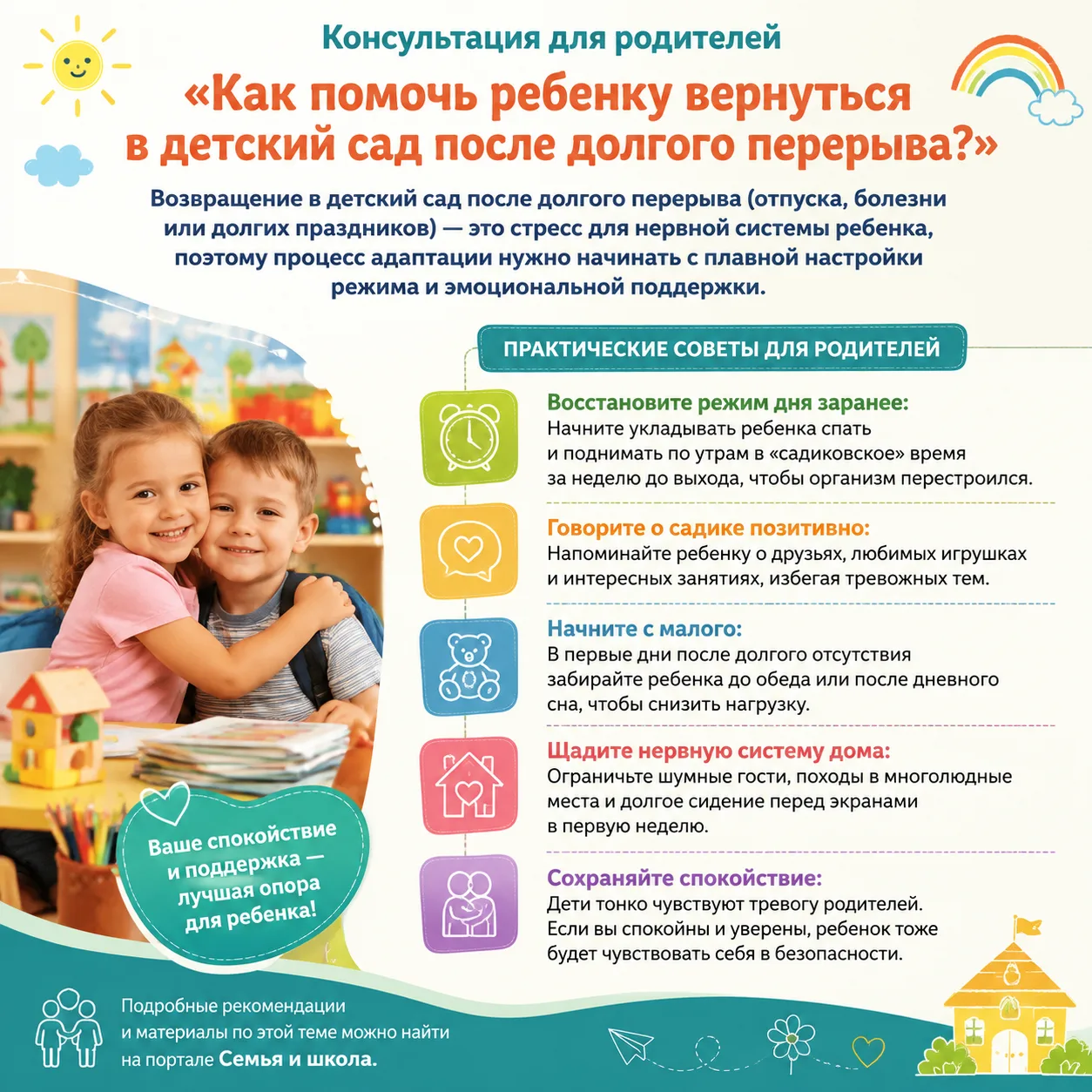 🧸 Консультация для родителей " Как помочь ребёнку вернуться в детский сад после долгог...