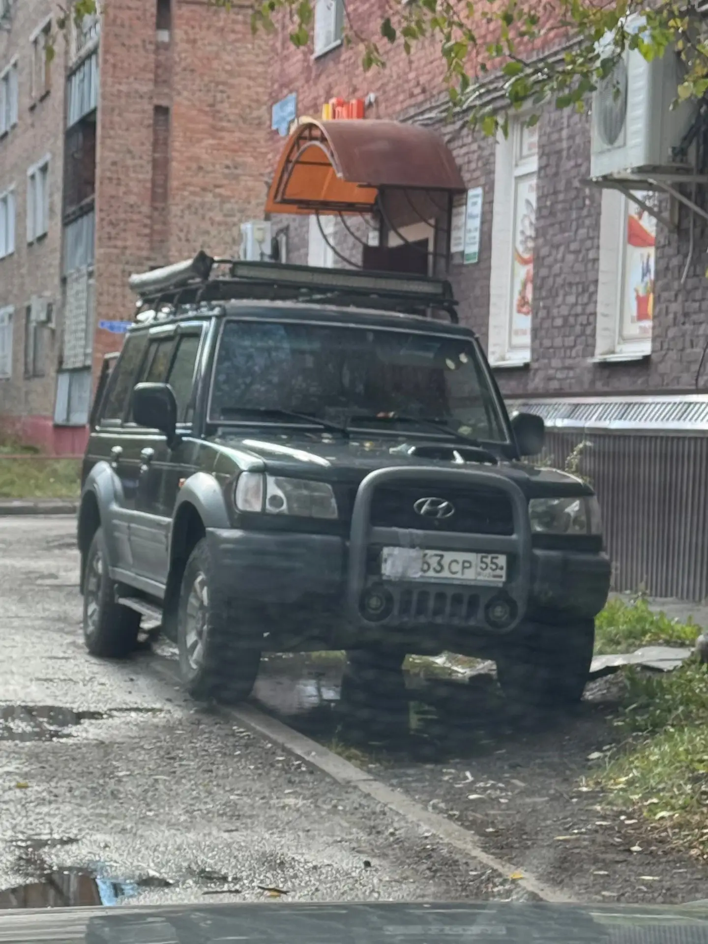 Парковка на газоне, еще и г/з скрыл!