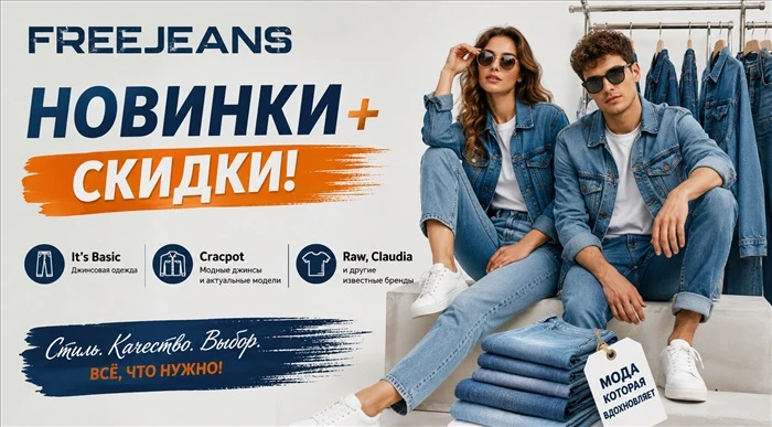 FreeJeans — Новинки и Грандиозные Скидки! It's Basic • Cracpot • Raw • Claudia и другие бренды

🔥 F