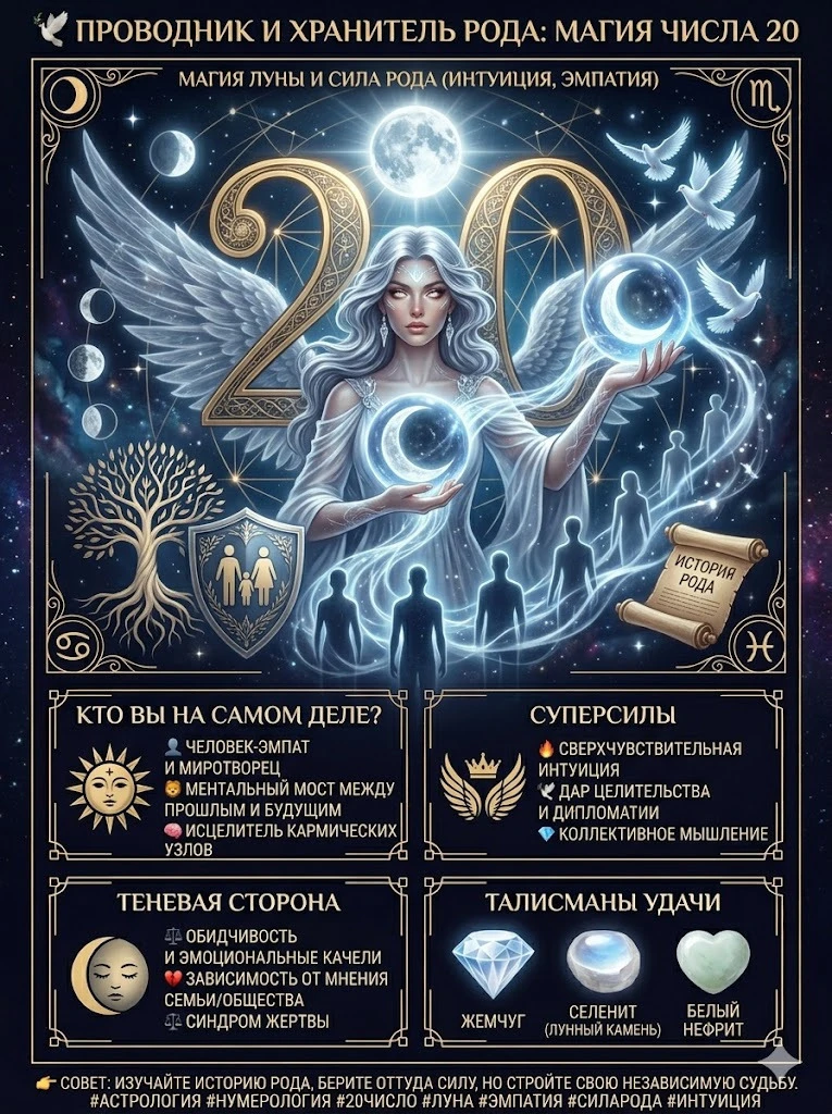 🕊 Проводник и Хранитель Рода: Магия числа 20
