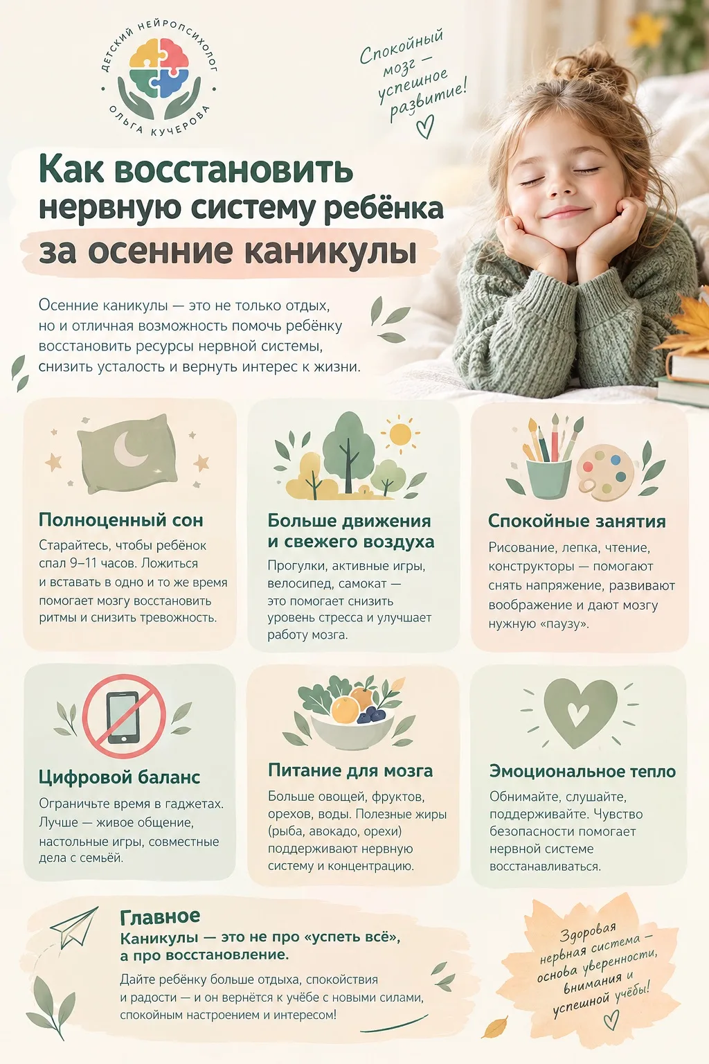 🍂 Осенние каникулы: как помочь ребёнку восстановиться и набраться сил