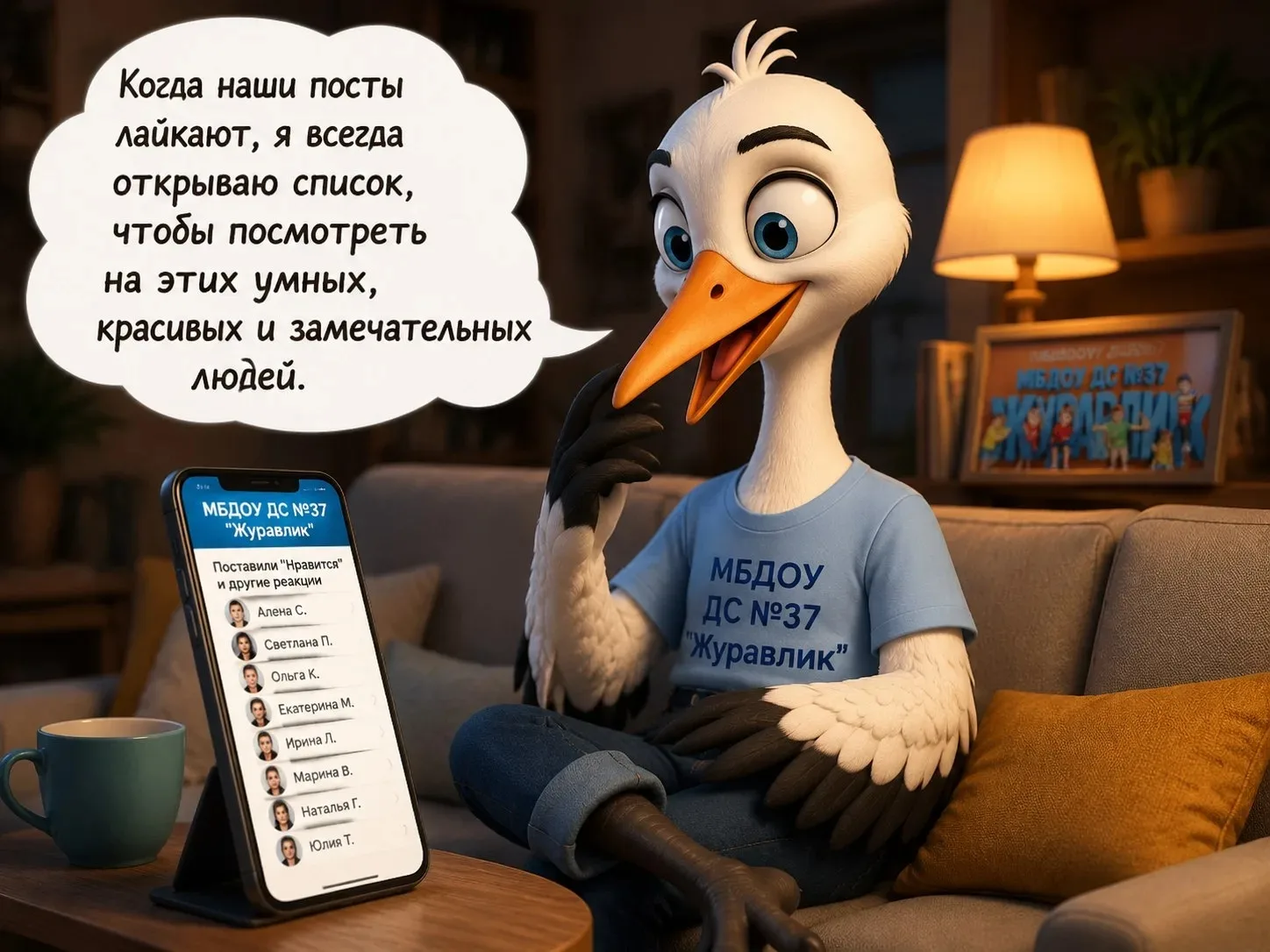 А это наш маскот Журавлик следит, чтобы все подписчики поставили ❤️❤️❤️ на наши публика...