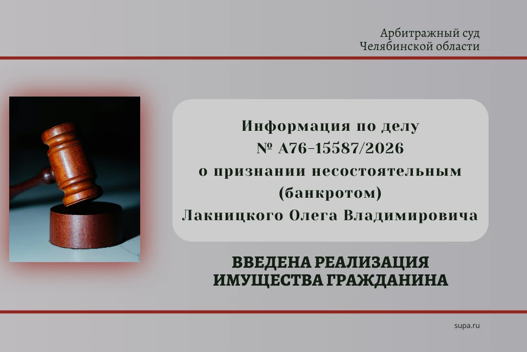 ⚖  Информация по делу № А76-15587/2026