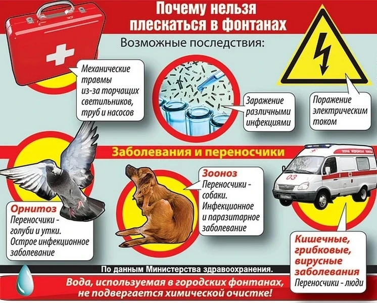КУПАТЬСЯ В ФОНТАНАХ ОПАСНО ДЛЯ ЗДОРОВЬЯ! ⚠️