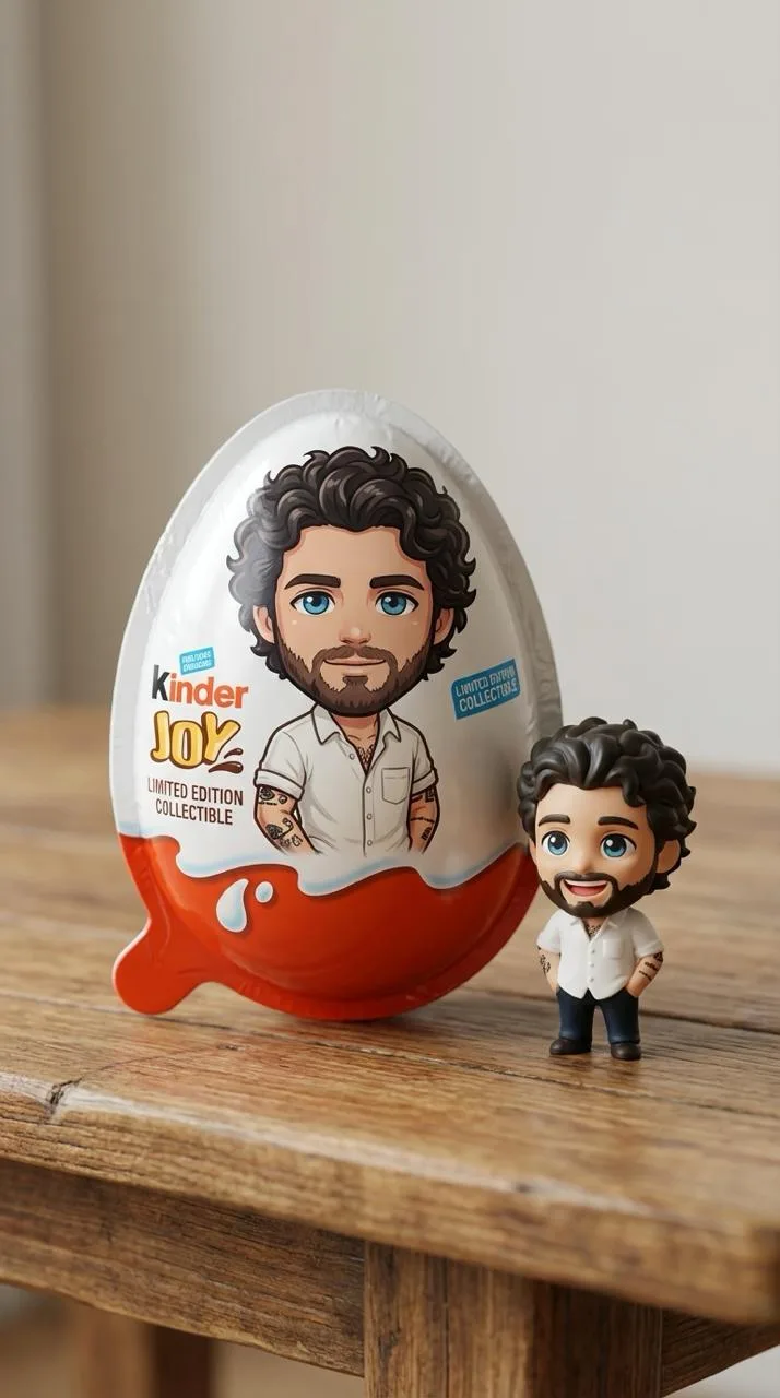 🥚 Новый трендовый промт Теперь можно сделать свою персональную игрушку Kinder Joy — с собой, другом 