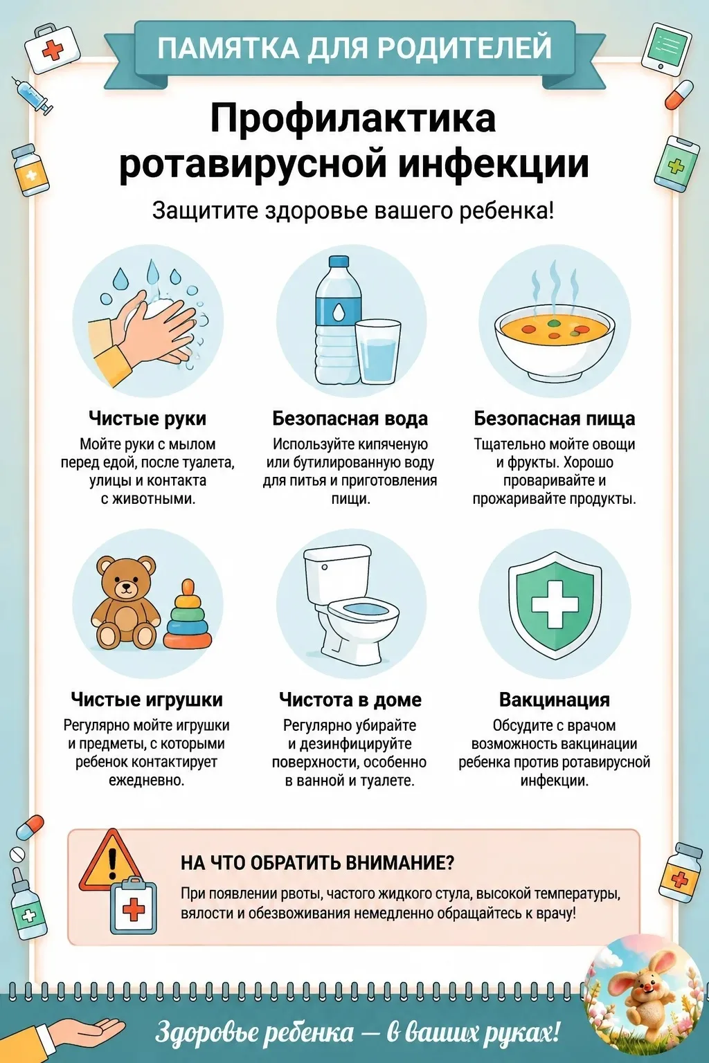 ✅Золотые правила гигиены:

1.  Мытьё рук — наше всё! 
Приучайте детей тщательно мыть руки с мылом по