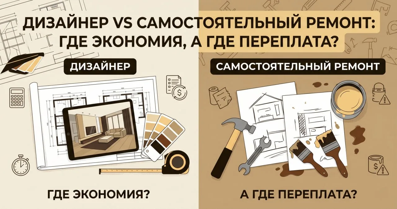 ✨ДИЗАЙНЕР VS САМОСТОЯТЕЛЬНЫЙ РЕМОНТ: ГДЕ ЭКОНОМИЯ, А ГДЕ ПЕРЕПЛАТА?