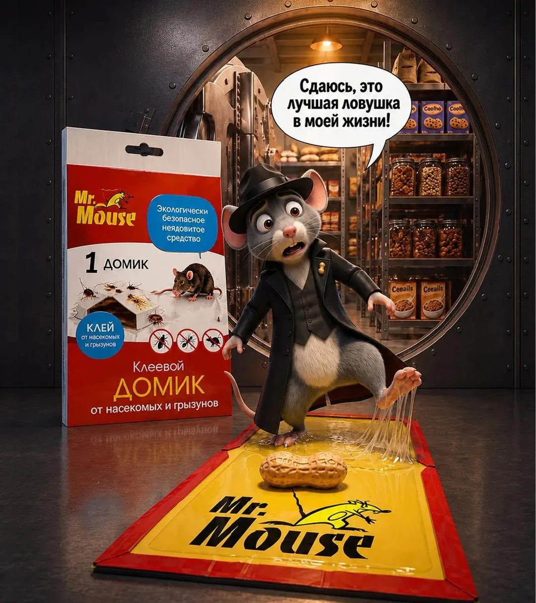 Клеевой капкан для опасных грызунов Mr. Mouse.
