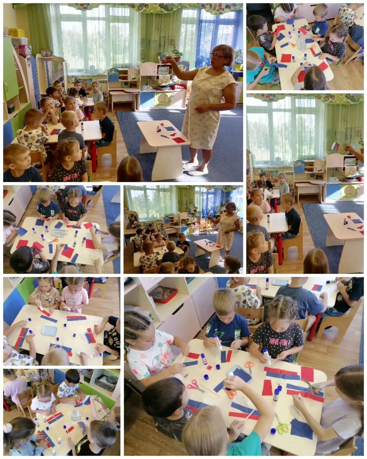 🎉 Творческая мастерская в старшей группе "Полянка": мастерим флаг ко Дню флага! 🎉