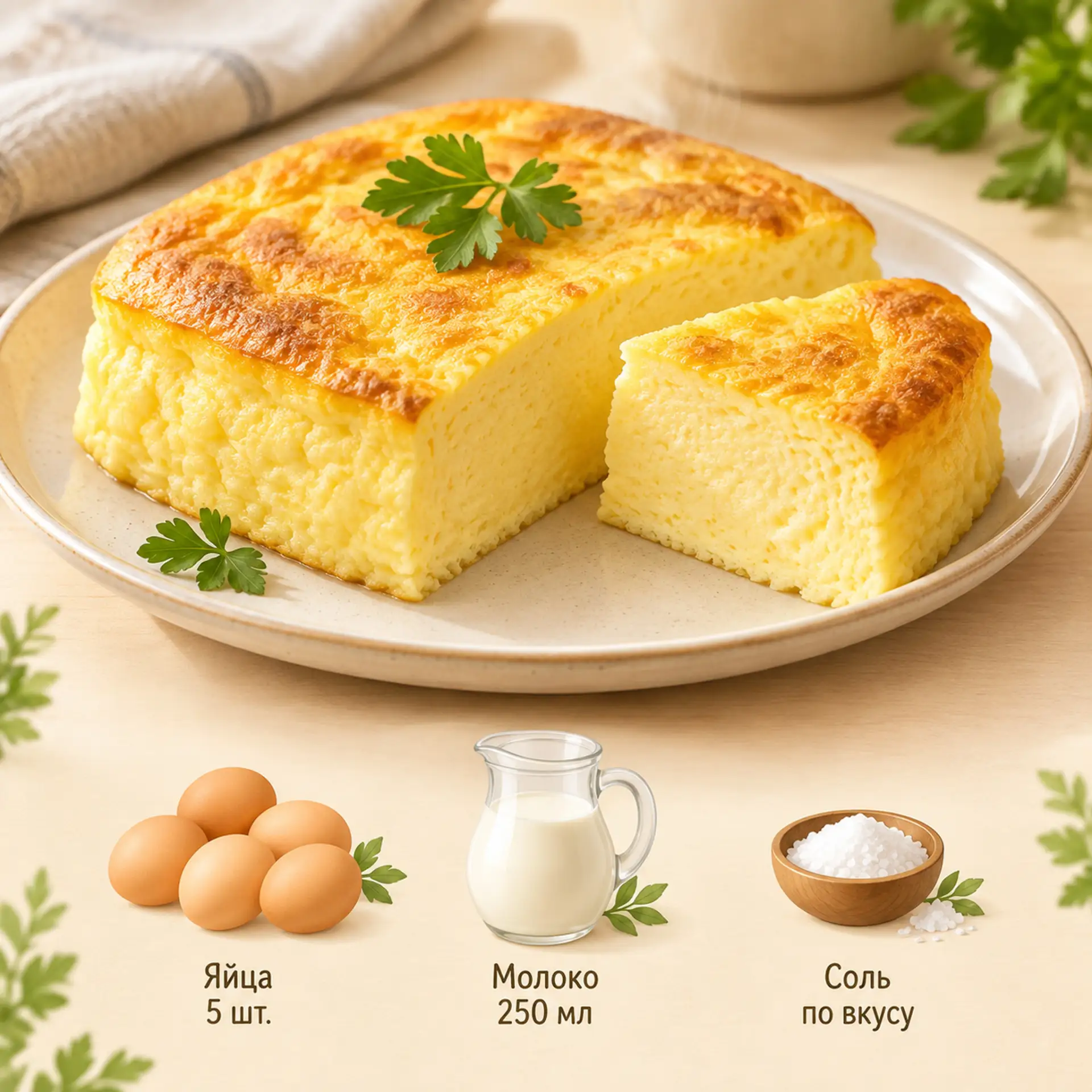 Пышный омлет как в садике 🤤