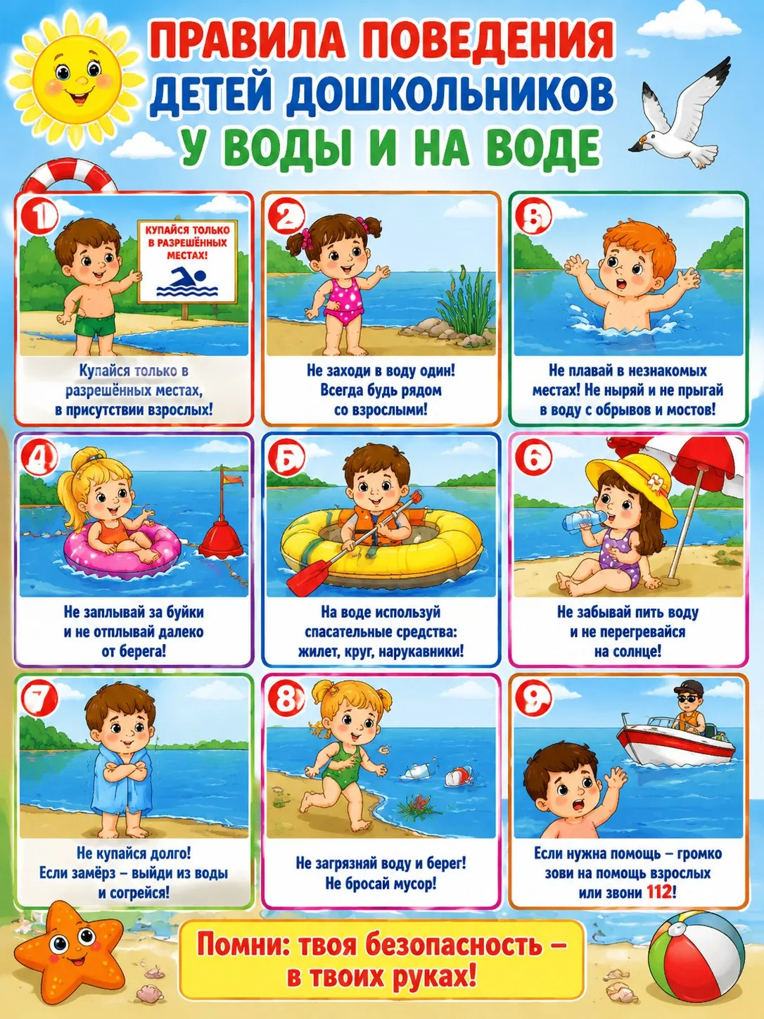 ☀️ Дорогие родители и ребята! В такую жару особенно хочется купаться и веселиться на воде! 💦 Но не 