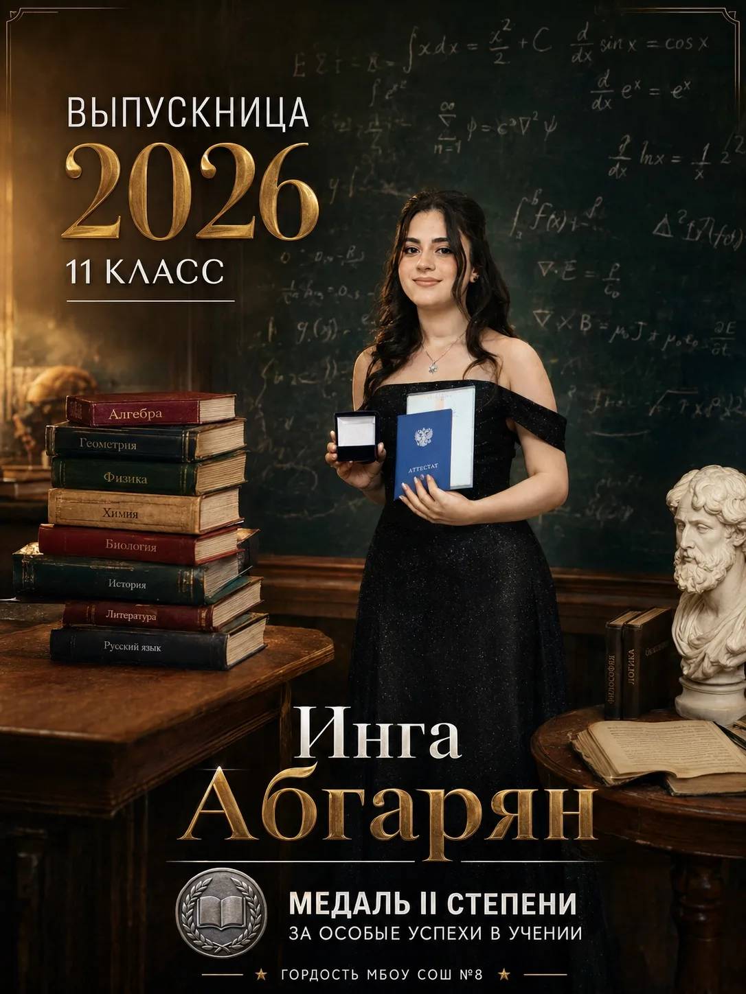 МБОУ СОШ № 8️⃣

🏅 Гордость школы! 

В каждом выпуске есть ученики, которые оставляют в истории школ