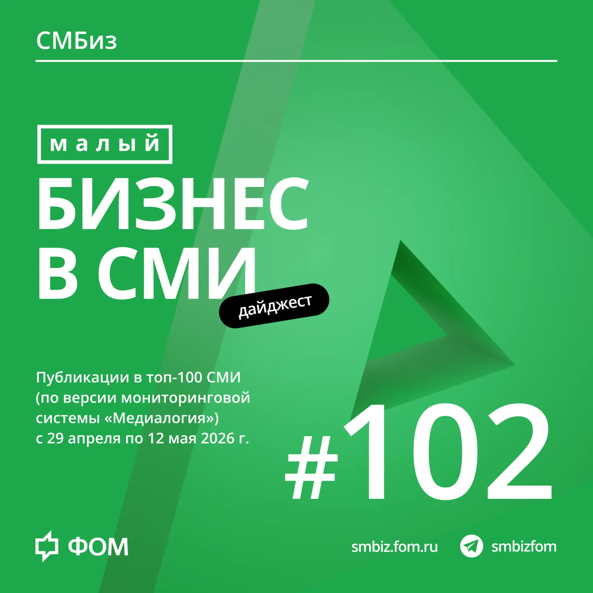 #СМБиз #Соцмедиа #МониторингСМИ

🗞 Малый бизнес в топ-100 СМИ. Дайджест № 102

Согласно данным мони