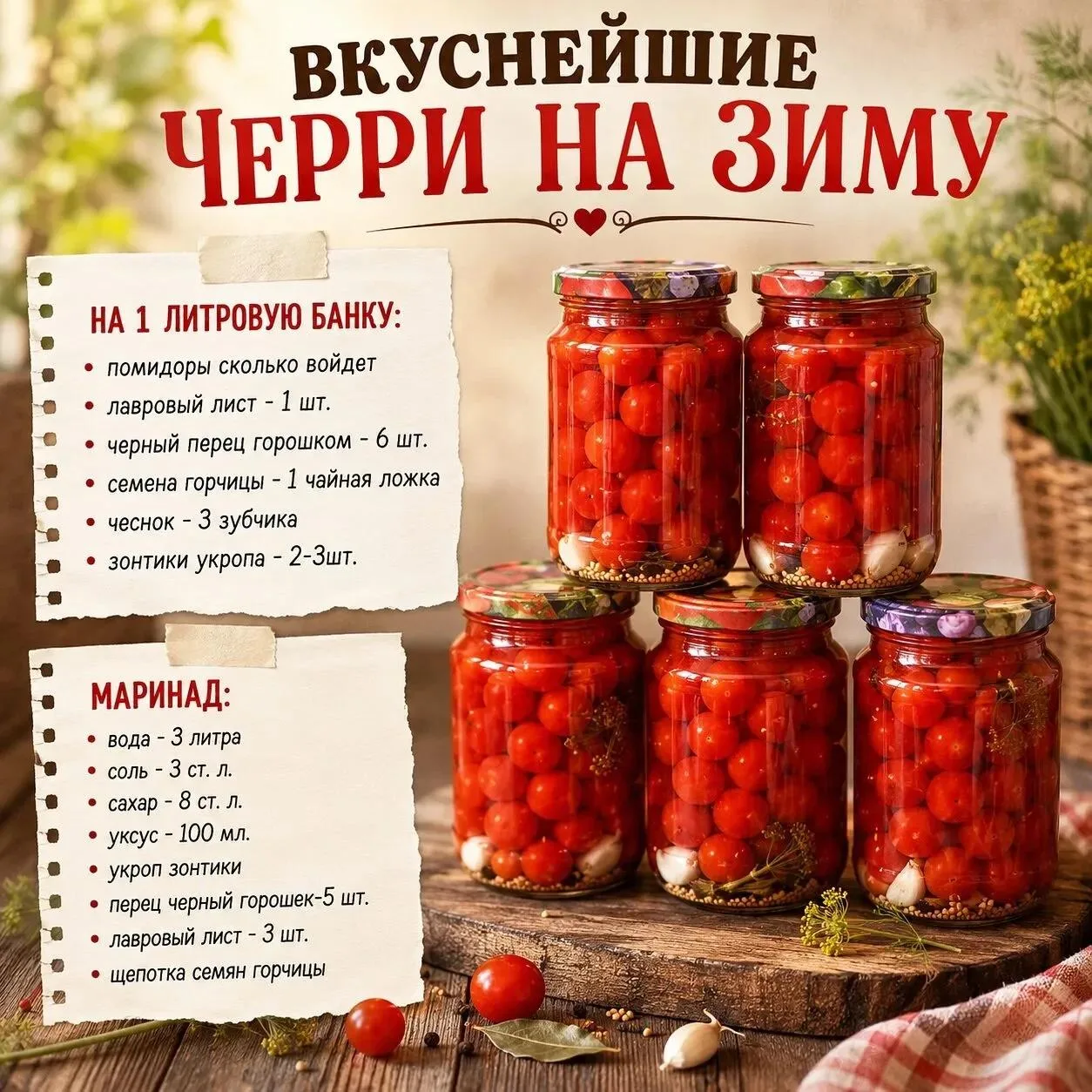 ПОМИДОРЫ ЧЕРРИ НА ЗИМУ