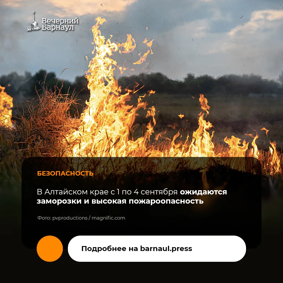 В Алтайском крае с 1 по 4 сентября местами сохранится высокая пожароопасность — четвёрт...
