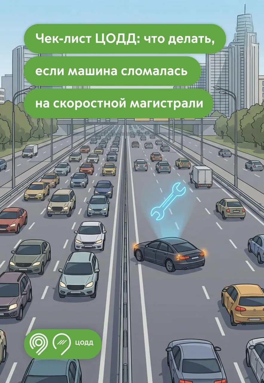 🚗 Что делать, если сломалась машина на трассе? ЦОДД напоминает простой алгоритм.