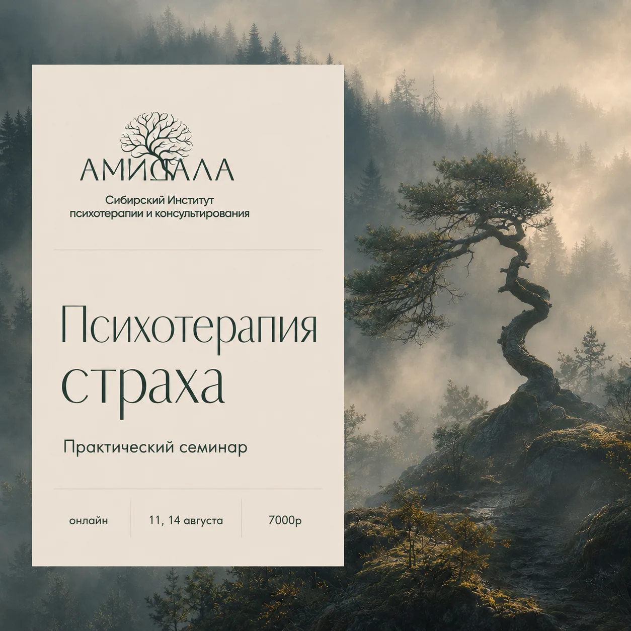 Коллеги, 11 и 14 августа приглашаем вас на семинар «Психотерапия страха».