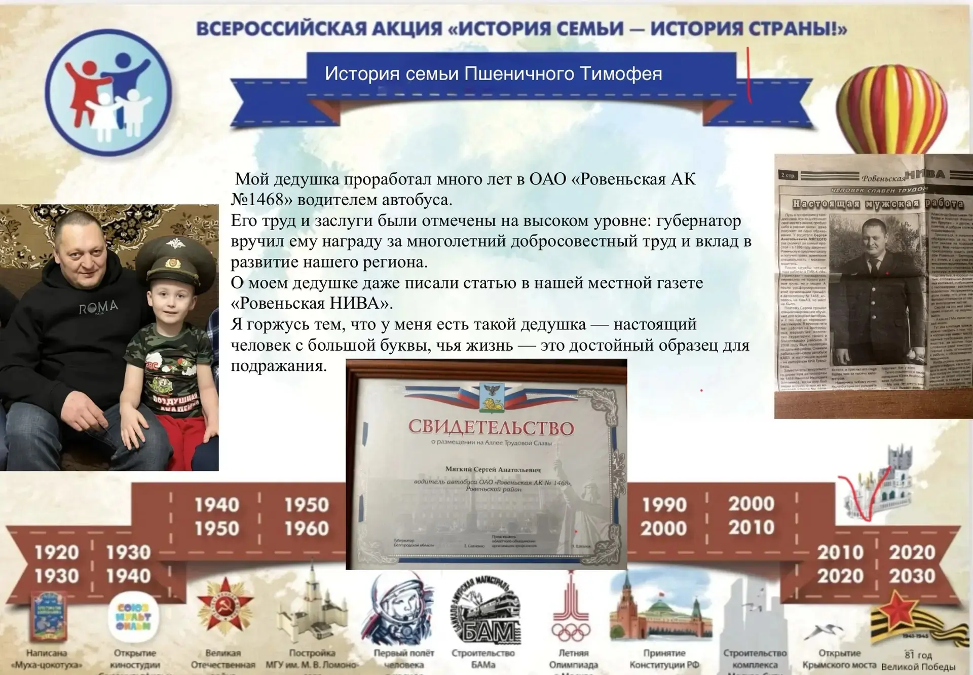 Пшеничный Тимофей, воспитанник старшей логопедической группы, принимает участие во Всер...