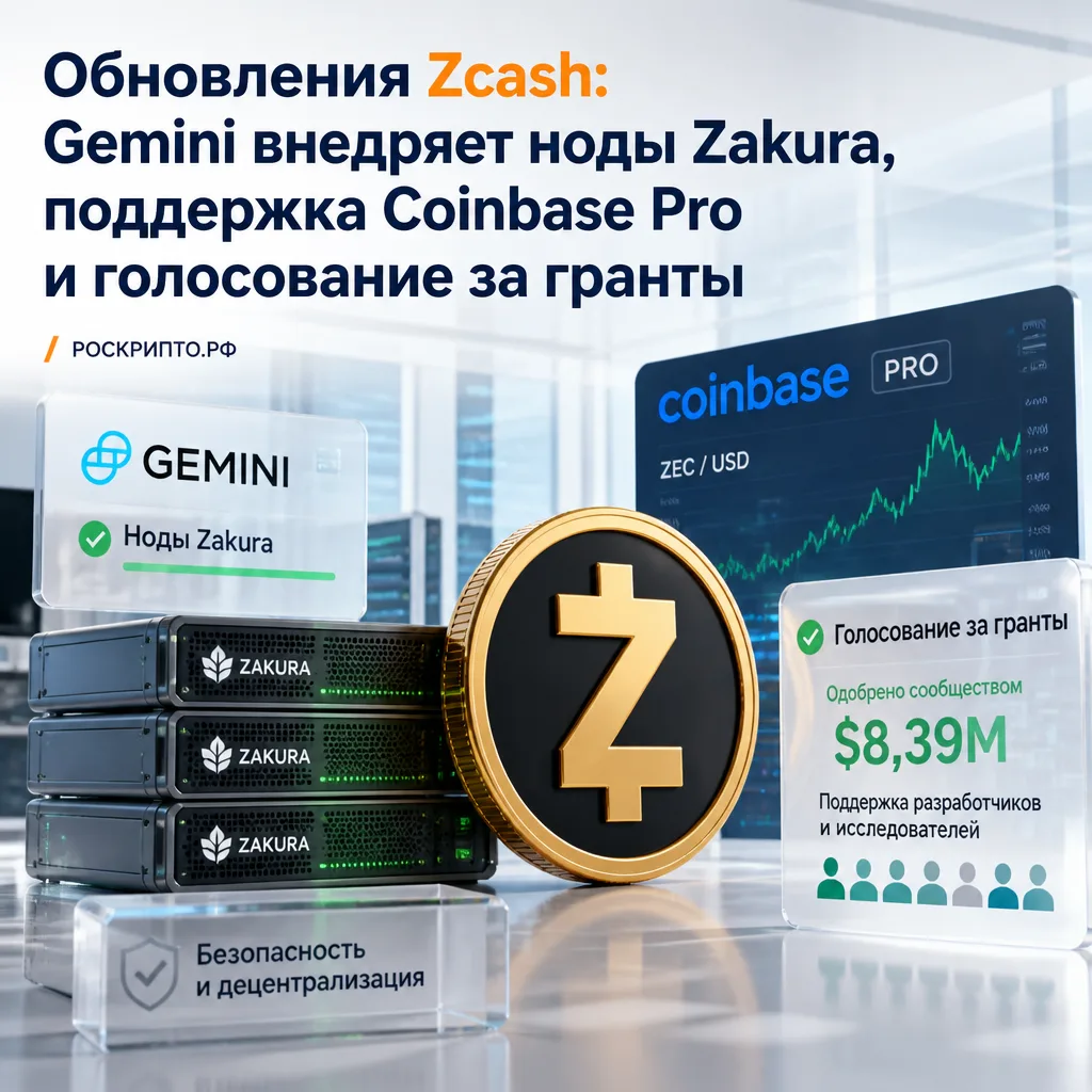 🤖 Обновления Zcash: Gemini внедряет ноды Zakura, поддержка Coinbase Pro и голосование ...