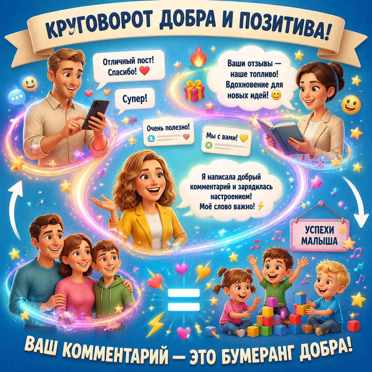 Ваш лайк и добрый комментарий — это не просто знак внимания. Это бумеранг добра ✨