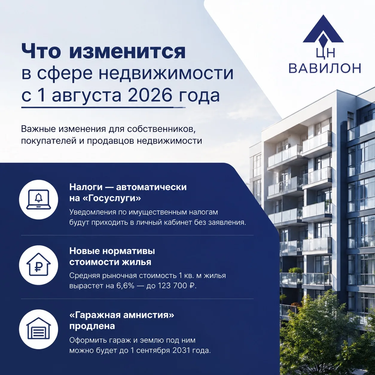 🏠 Что изменится в сфере недвижимости с 1 августа 2026 года?

Август принесёт несколько важных измен