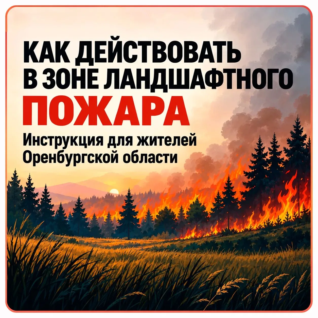 ❗Ландшафтный пожар может распространяться очень быстро и менять направление из-за ветра.
