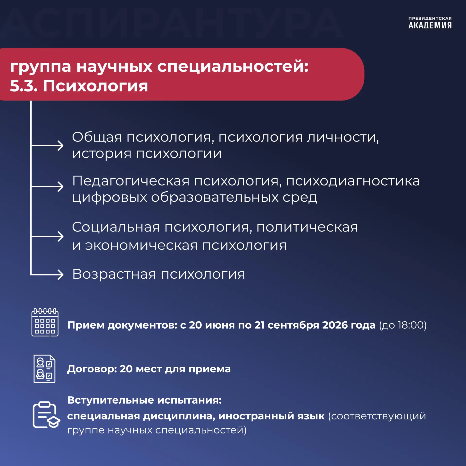 🎓 Поступление в аспирантуру Академии: какие программы аспирантуры реализуются?
