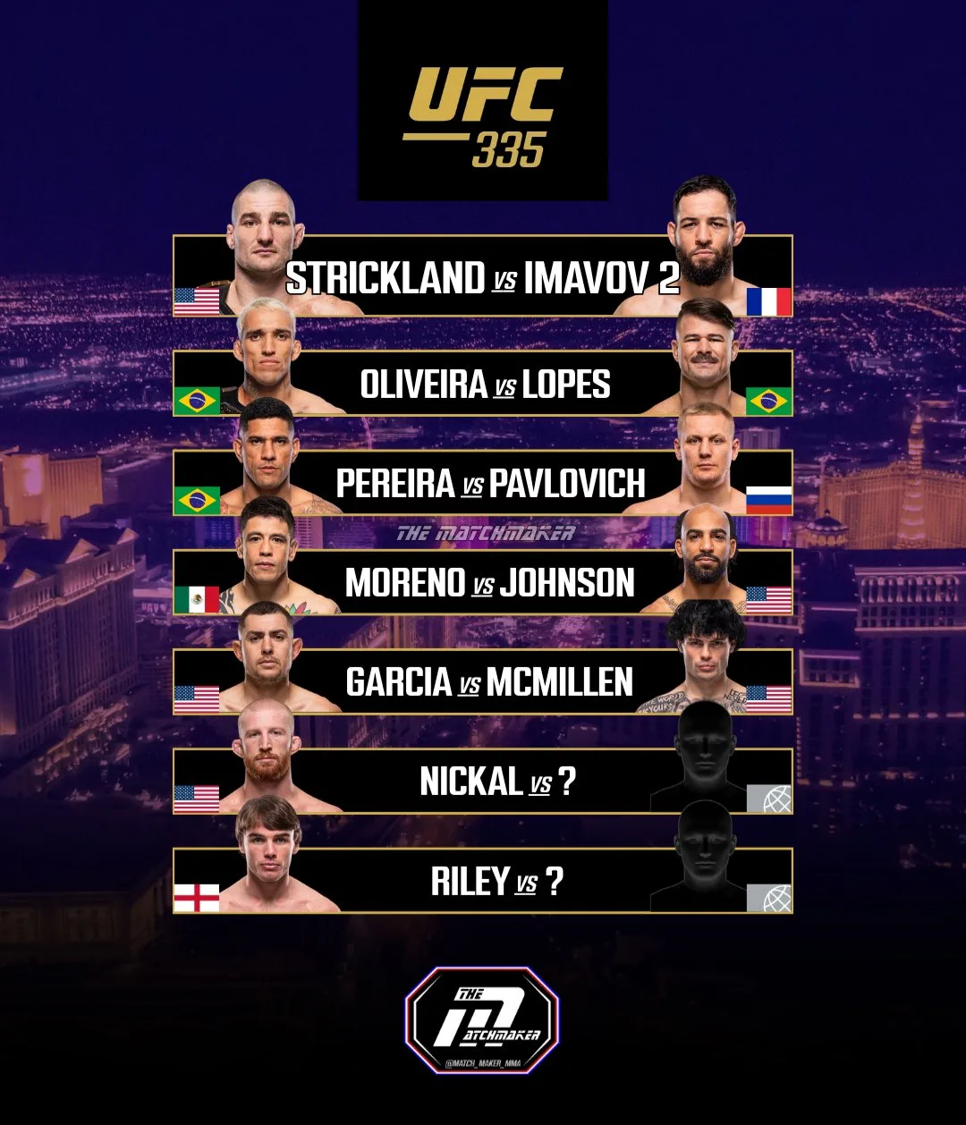 📋 Концепт-кард предстоящего #UFC335, о котором мы подробнее узнаем во время трансляции...