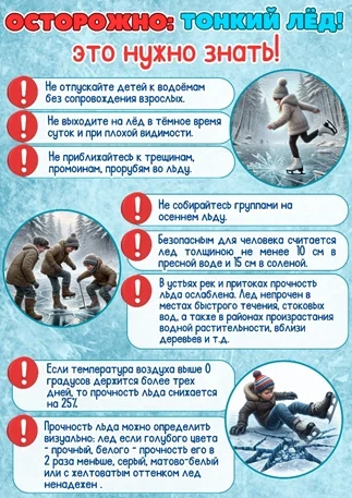 ‼️‼️‼️‼️‼️ Для обучающихся Некоторые правила поведения на льду: ·         Нельзя выходить на лёд в т