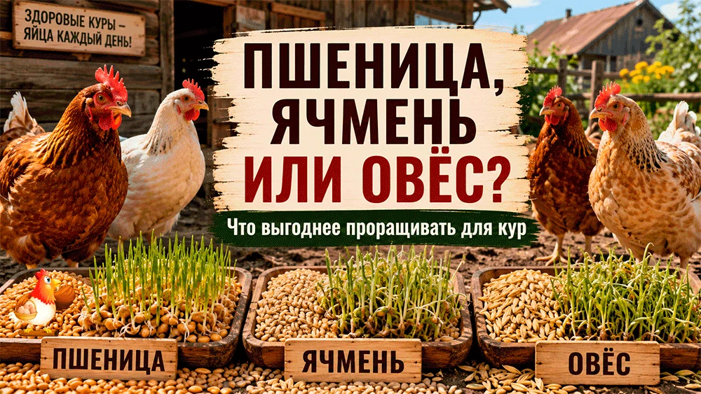 Пшеница, ячмень или овёс – какое зерно выгоднее проращивать для кур, а какое только выг...