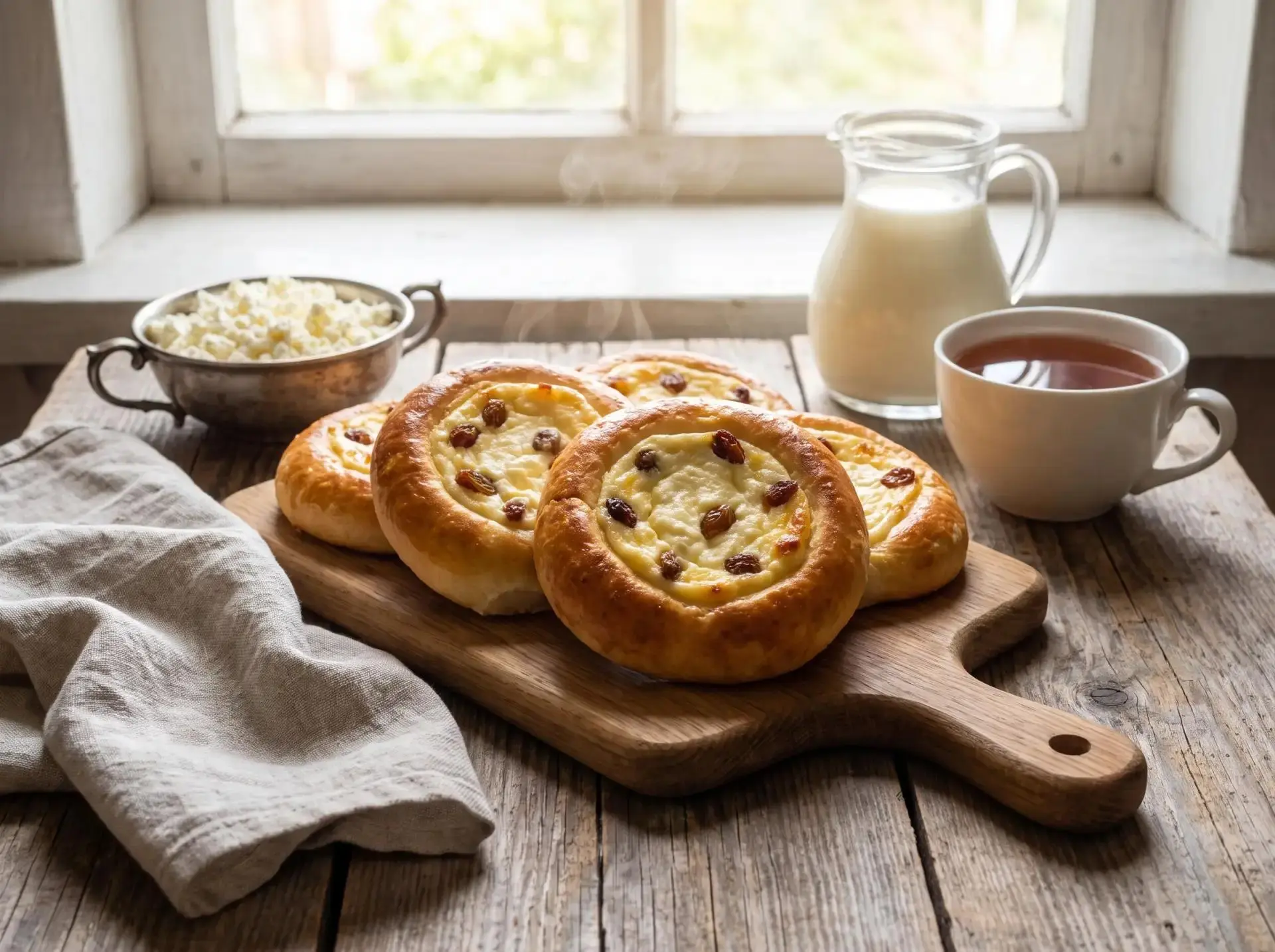 🥣 Домашние ватрушки с творогом 🧀  

📋 Ингредиенты:  

Для теста:  
- пшеничная мука — 400 г (и 10