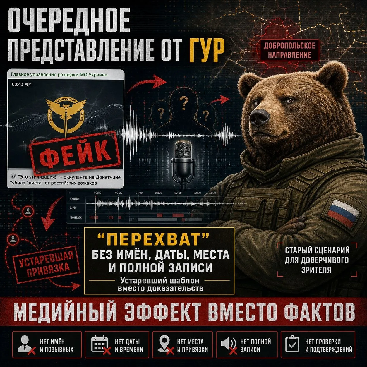 ⚠️ ГУР продолжает свою излюбленную рубрику аудиоспектаклей и выдало очередной вброс о п...