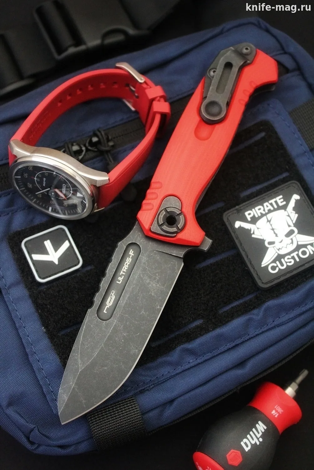 Складной нож Ultras F Red AUS-10 BlackWash