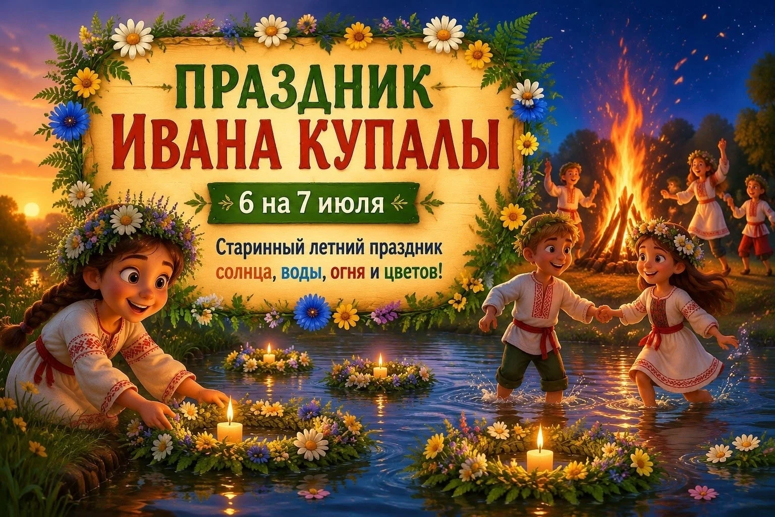 Сегодня - праздник Ивана Купалы! 
Ночь, когда, по легенде, расцветает папоротник, а мир наполняется 