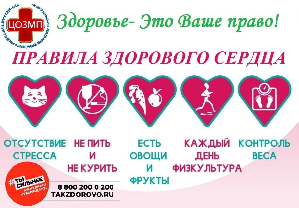 📌Четыре правила здорового сердца: