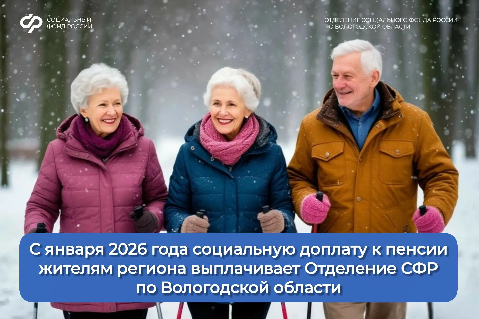 🔔 С 2026 года социальную доплату к пенсии жителям региона направляет Отделение СФР по Вологодской об