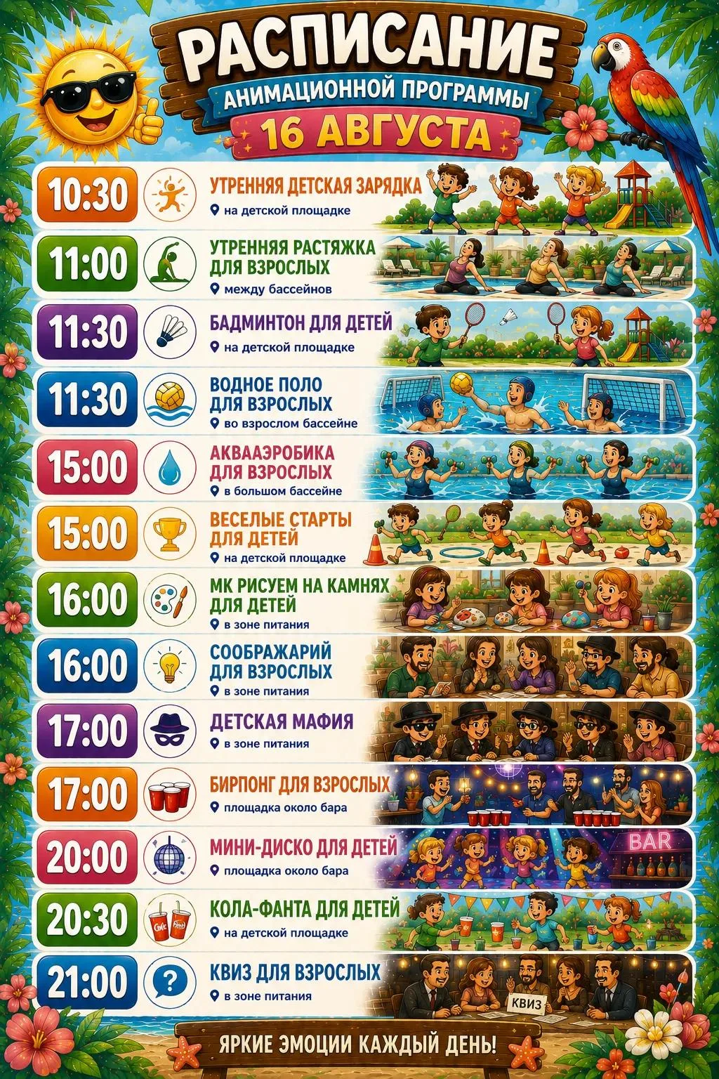 Доброе утро🏄‍♂️🌊 Рады представить Вам программу анимации на сегодня! Прекрасного отды...